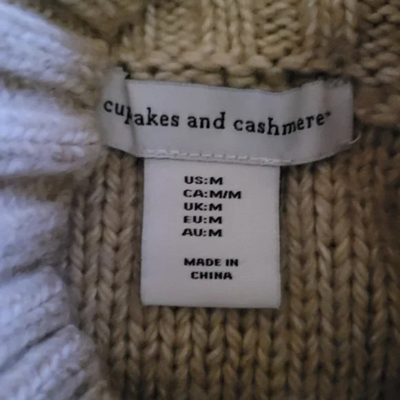 Cupcakes and Cashmere mock neck cable knit pompom sweater size medium - Picture 14 of 14